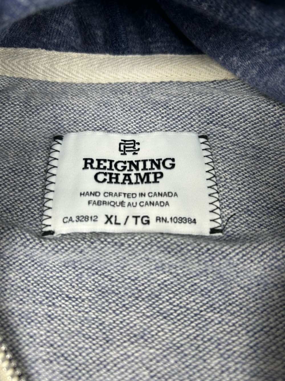 Reigning Champ Heathered Navy Full-Zip Hoodie (c0098) - Picture 2 of 7
